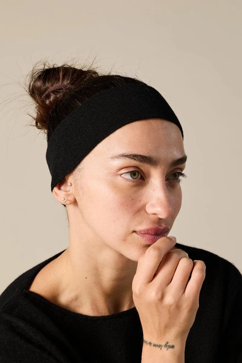 100% Cashmere Headband in black