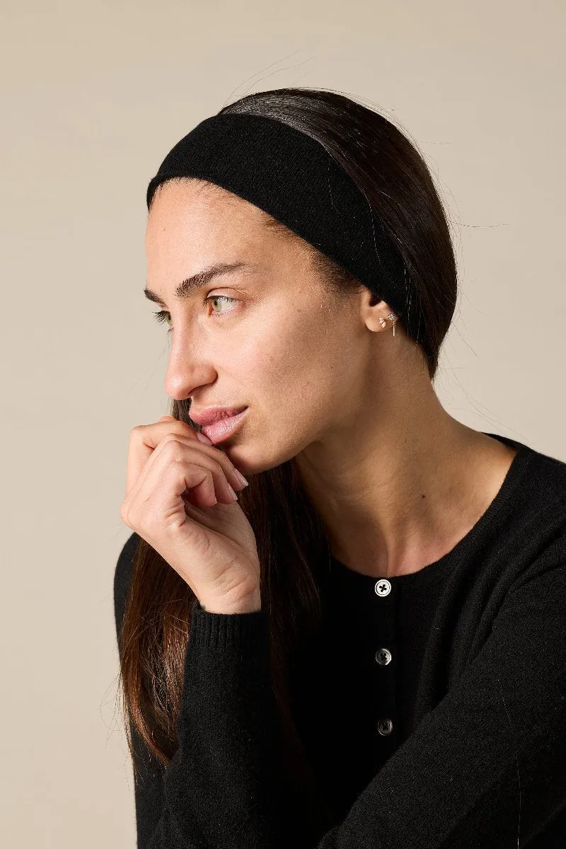 100% Cashmere Headband in black