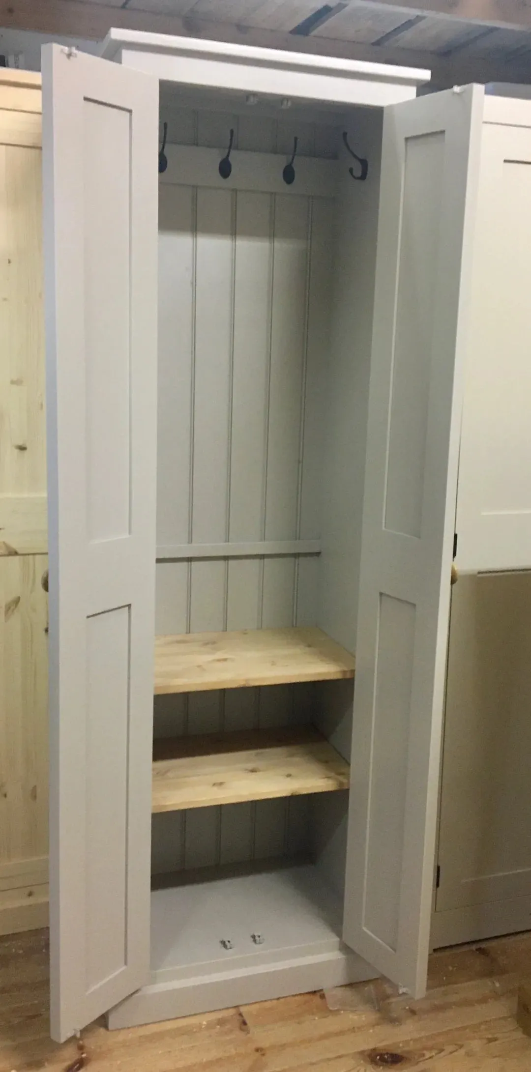 **2 Door Hallway, Utility, Cloak Room Storage Cupboard with Hooks and Shelves (40 cm deep) ALL  SIZE VARIATIONS