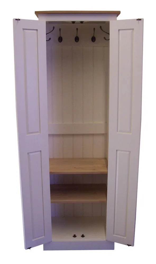 **2 Door Hallway, Utility, Cloak Room Storage Cupboard with Hooks and Shelves (40 cm deep) ALL  SIZE VARIATIONS