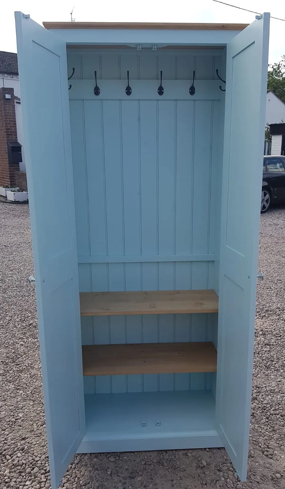 **2 Door Hallway, Utility, Cloak Room Storage Cupboard with Hooks and Shelves (40 cm deep) ALL  SIZE VARIATIONS