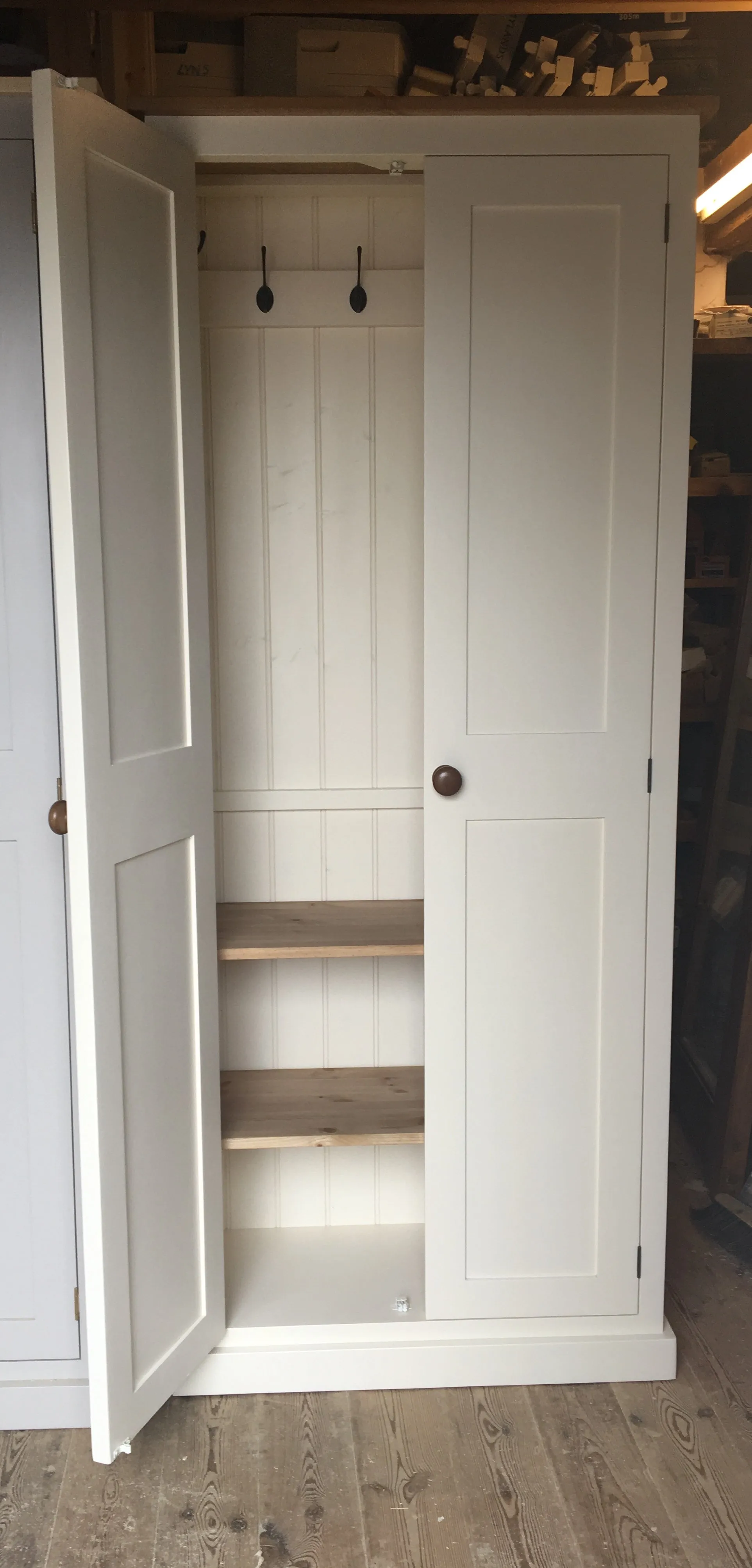 **2 Door Hallway, Utility, Cloak Room Storage Cupboard with Hooks and Shelves (40 cm deep) ALL  SIZE VARIATIONS