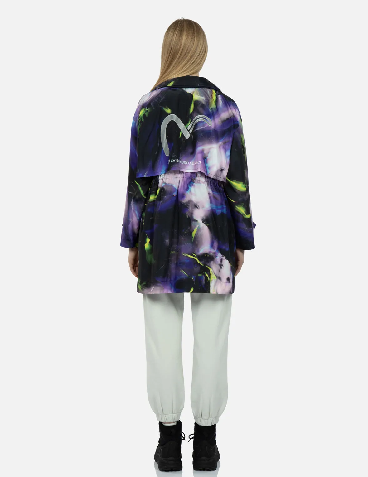 Abstract Print Hooded Wind Coat