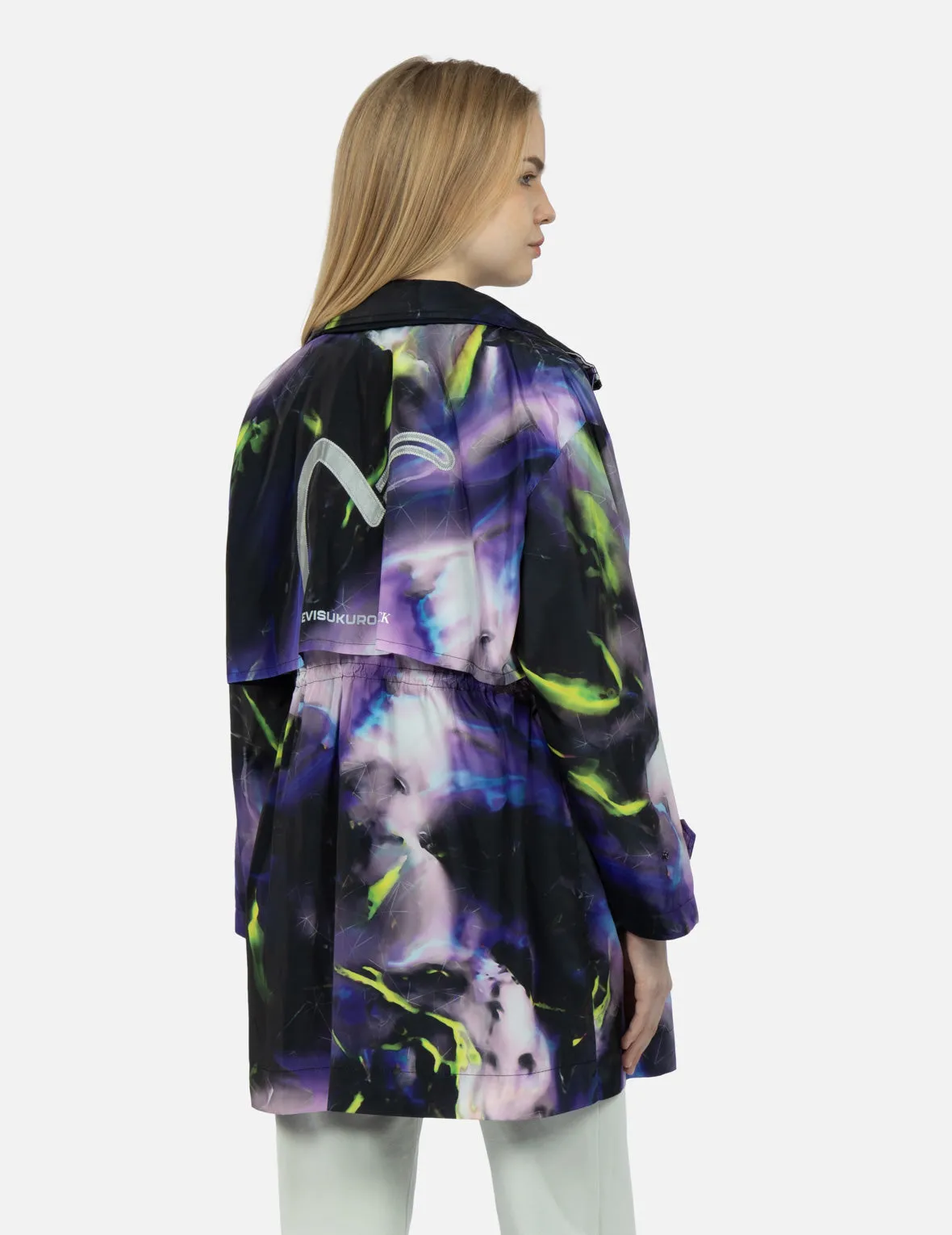 Abstract Print Hooded Wind Coat