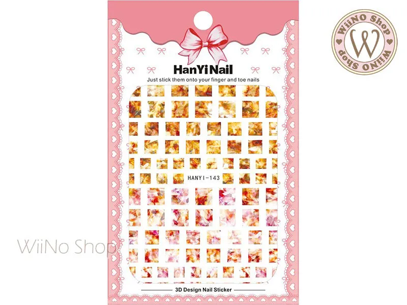 Amber Marble Square Adhesive Nail Art Sticker - 1 pc (HY-143)