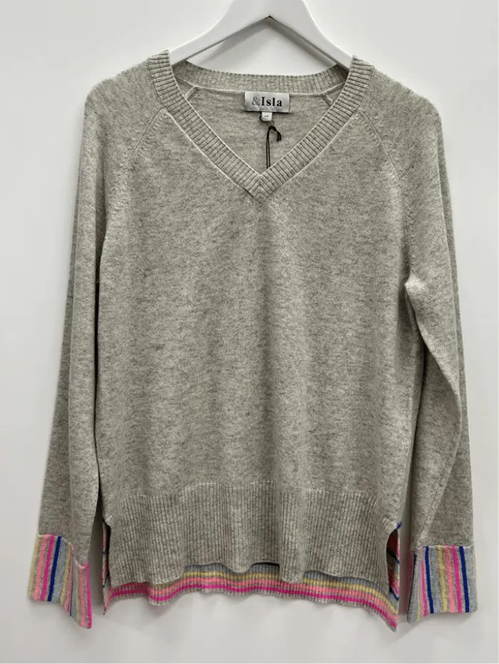 & Isla Cashmere Lolly Silver Grey Jumper SS23-039