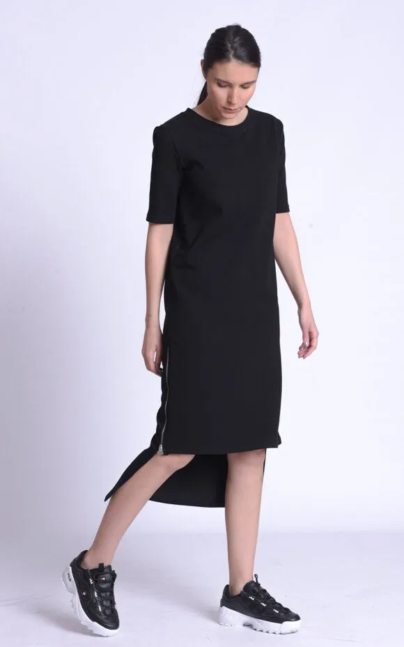 Asymmetric T-Shirt Black Dress