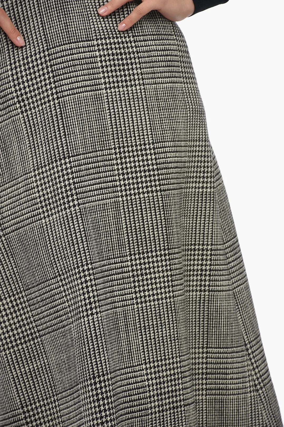 Balenciaga District Check A-Line Midi Skirt