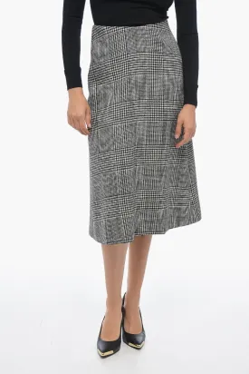 Balenciaga District Check A-Line Midi Skirt