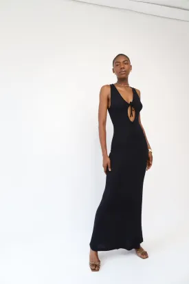 Black Front Tie Aria Maxi Dress