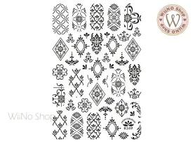 Black Moroccan Pattern Adhesive Nail Art Sticker - 1 pc (R349-B)