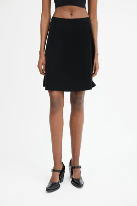 Black Panelled A-Line Midi Skirt