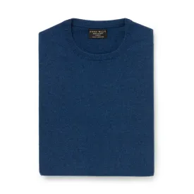 Blue Melange Cashmere Crew