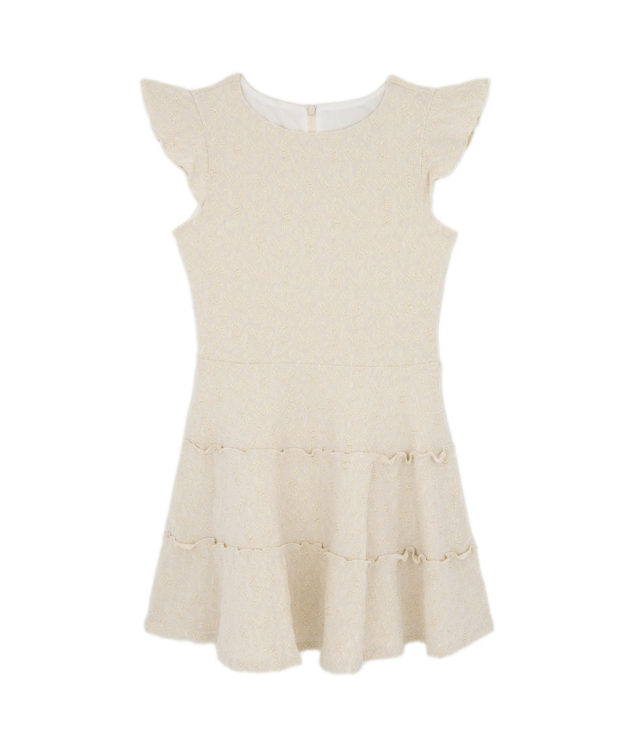 By Debra Girls Ivory/Gold 3 Tier Dress