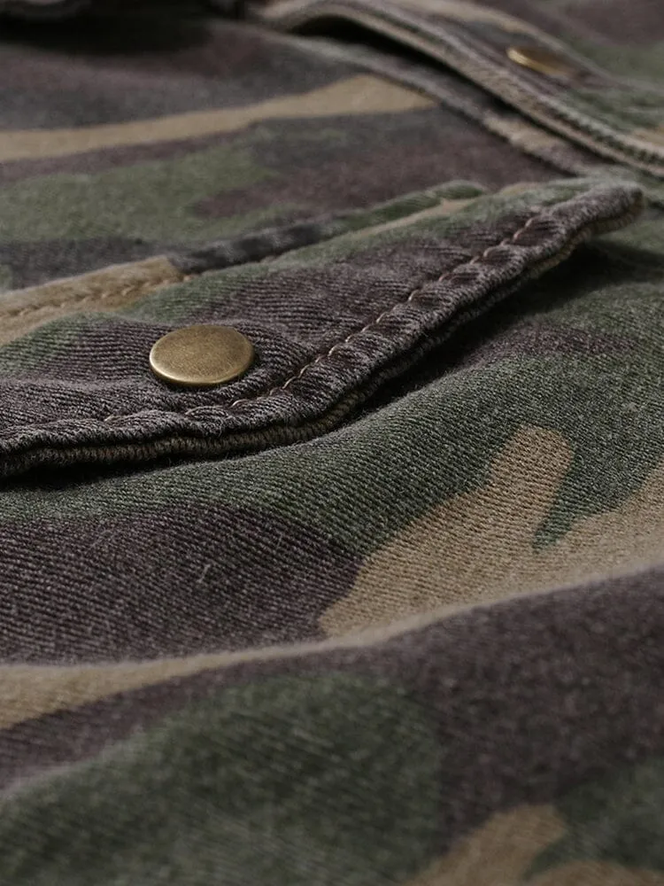 Camo Denim Cargo Coat