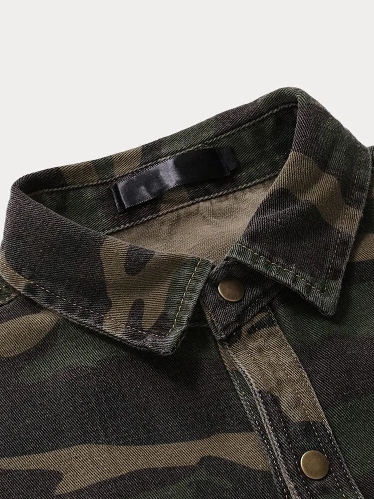 Camo Denim Cargo Coat