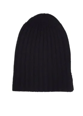 Cashmere Alex Rib Beanie in Black