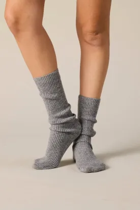 Cashmere Rib Socks in Marle Grey