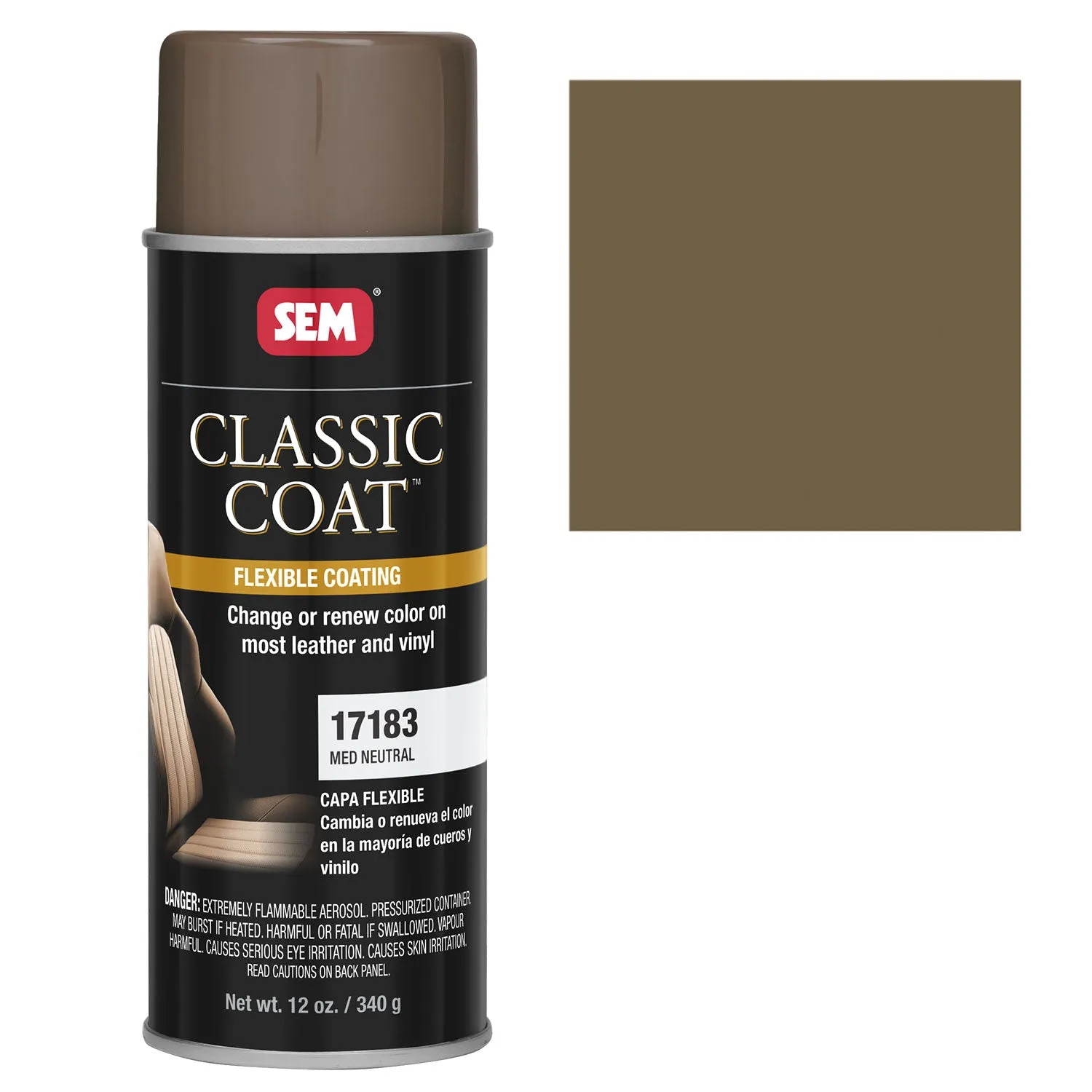 Classic Coat - Leather & Vinyl Flexible Coating, Medium Neutral (GM 195A), 12 oz. Aerosol