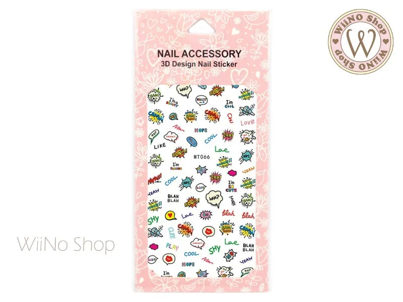 Comic Pop Adhesive Nail Art Sticker - 1 pc (MT066)