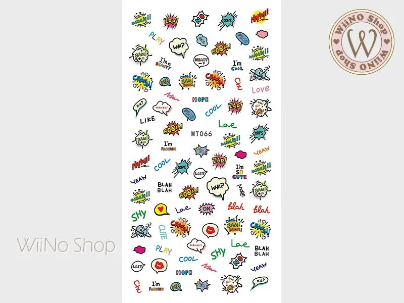 Comic Pop Adhesive Nail Art Sticker - 1 pc (MT066)