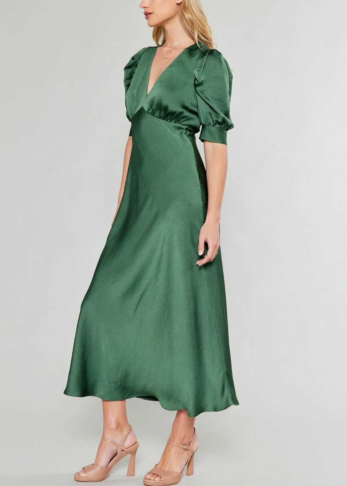 Current Air V-Neck Puff Sleeve Maxi Dress