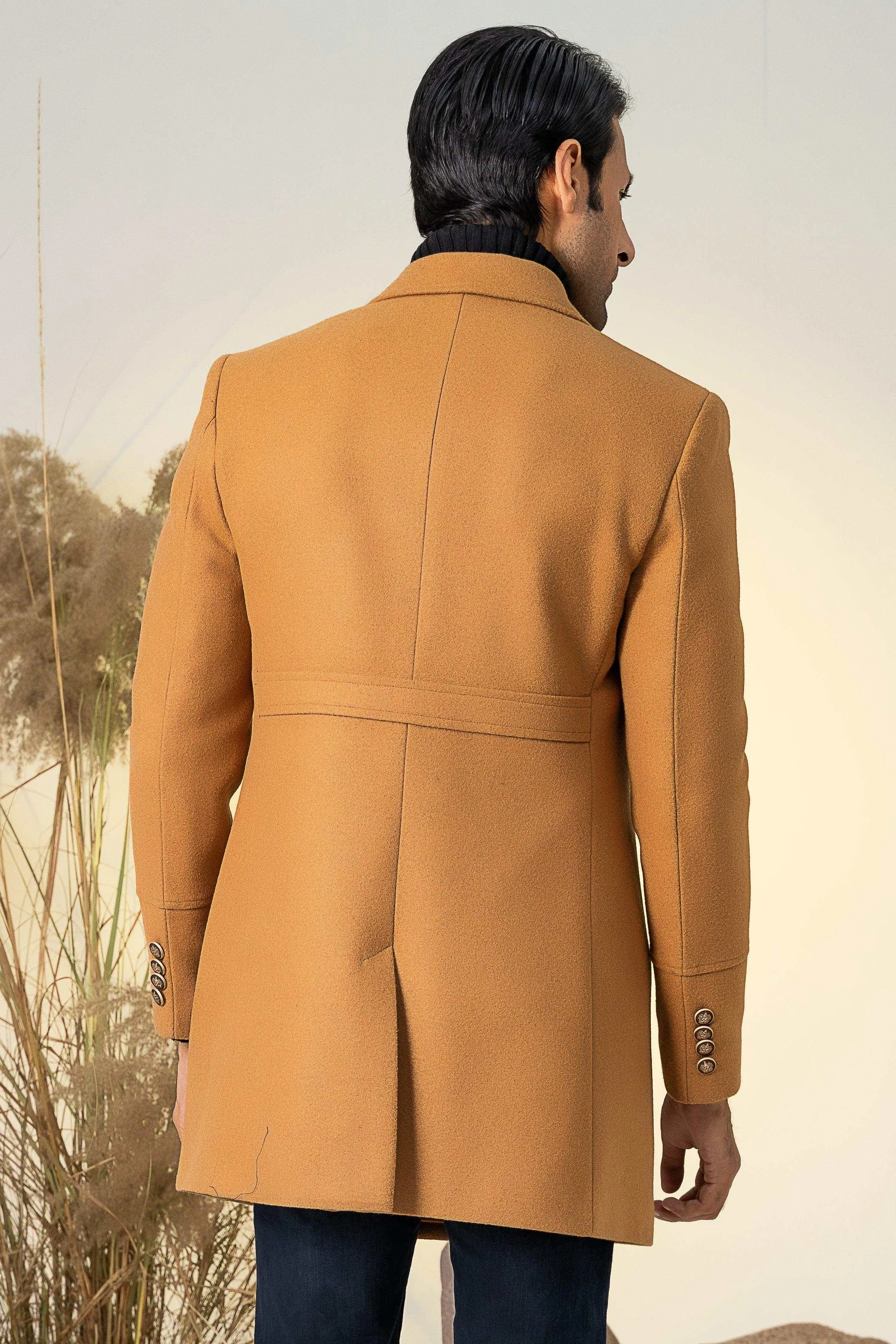 DOUBLE BREASTED LONG COAT MUSTARD