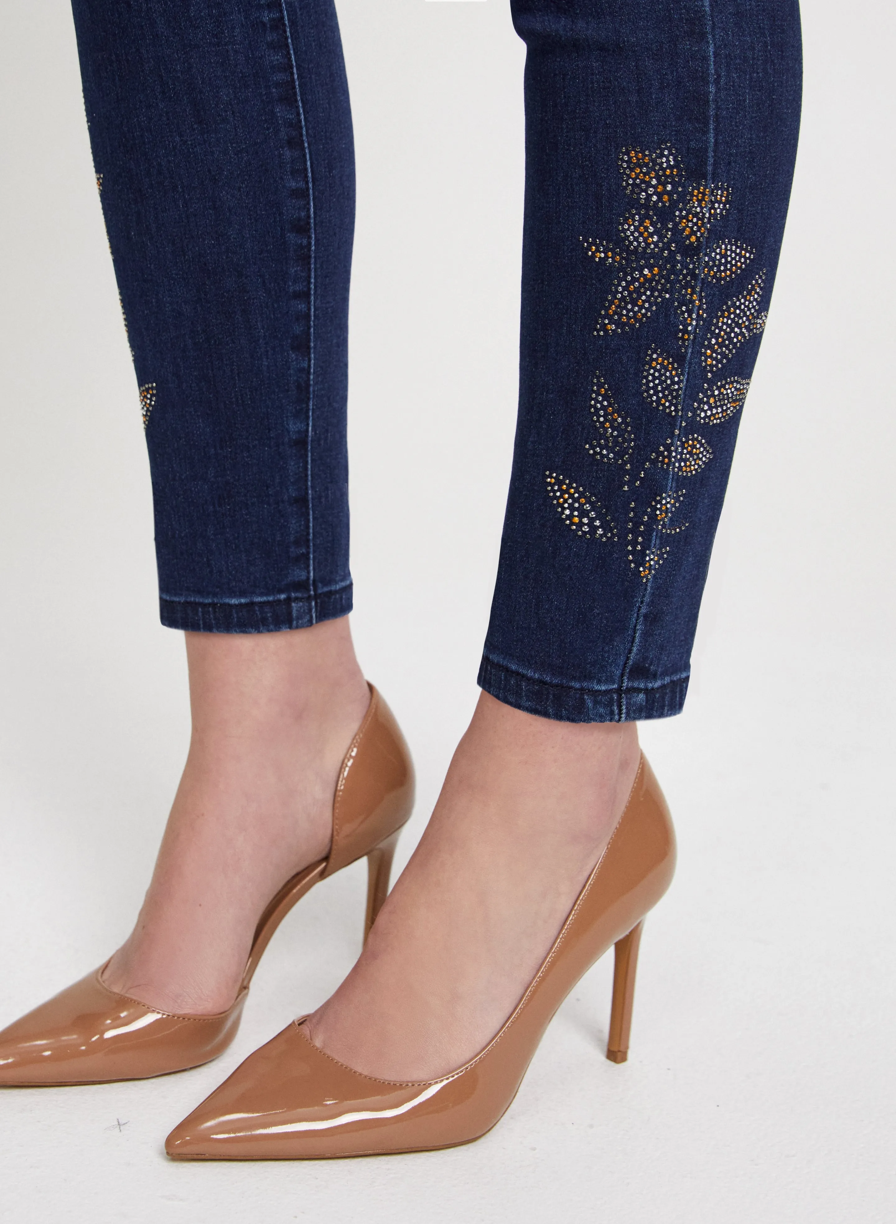 Embellished-Hem Ankle Jeans