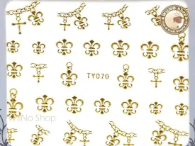 Gold Fleur De Lis Chain Adhesive Nail Sticker - 1 pc (TY070G)