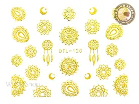 Gold Sun & Moon Tribal Adhesive Nail Art Sticker - 1 pc (DTL-120G)