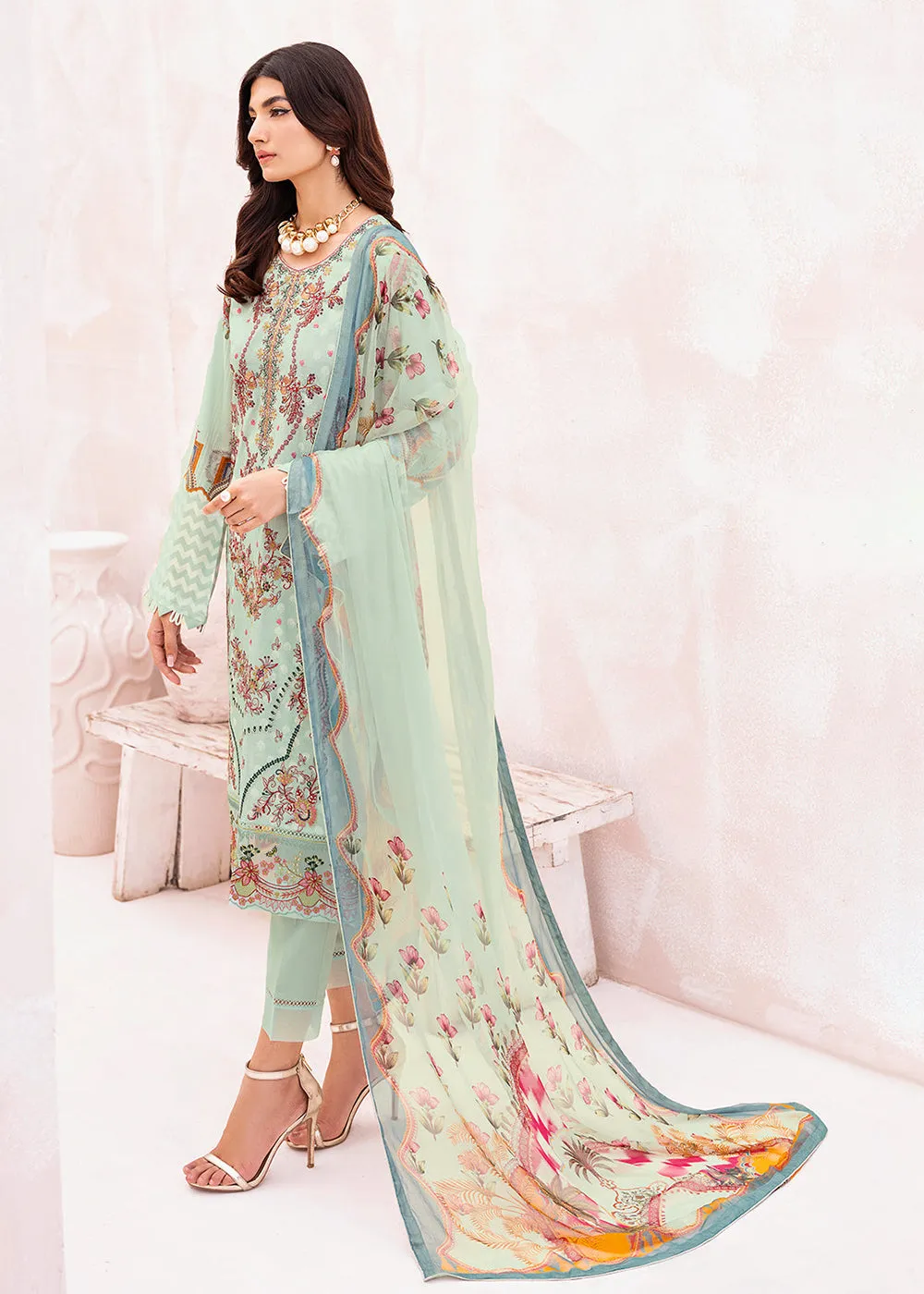 Green Pakistani Salwar Suit - Ramsha Mashaal Collection Vol 7 - #L-708