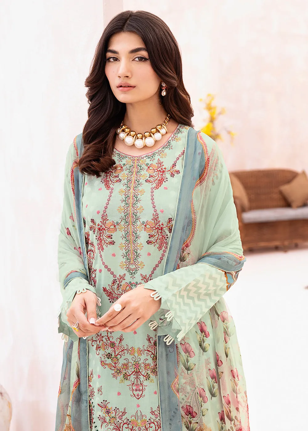 Green Pakistani Salwar Suit - Ramsha Mashaal Collection Vol 7 - #L-708