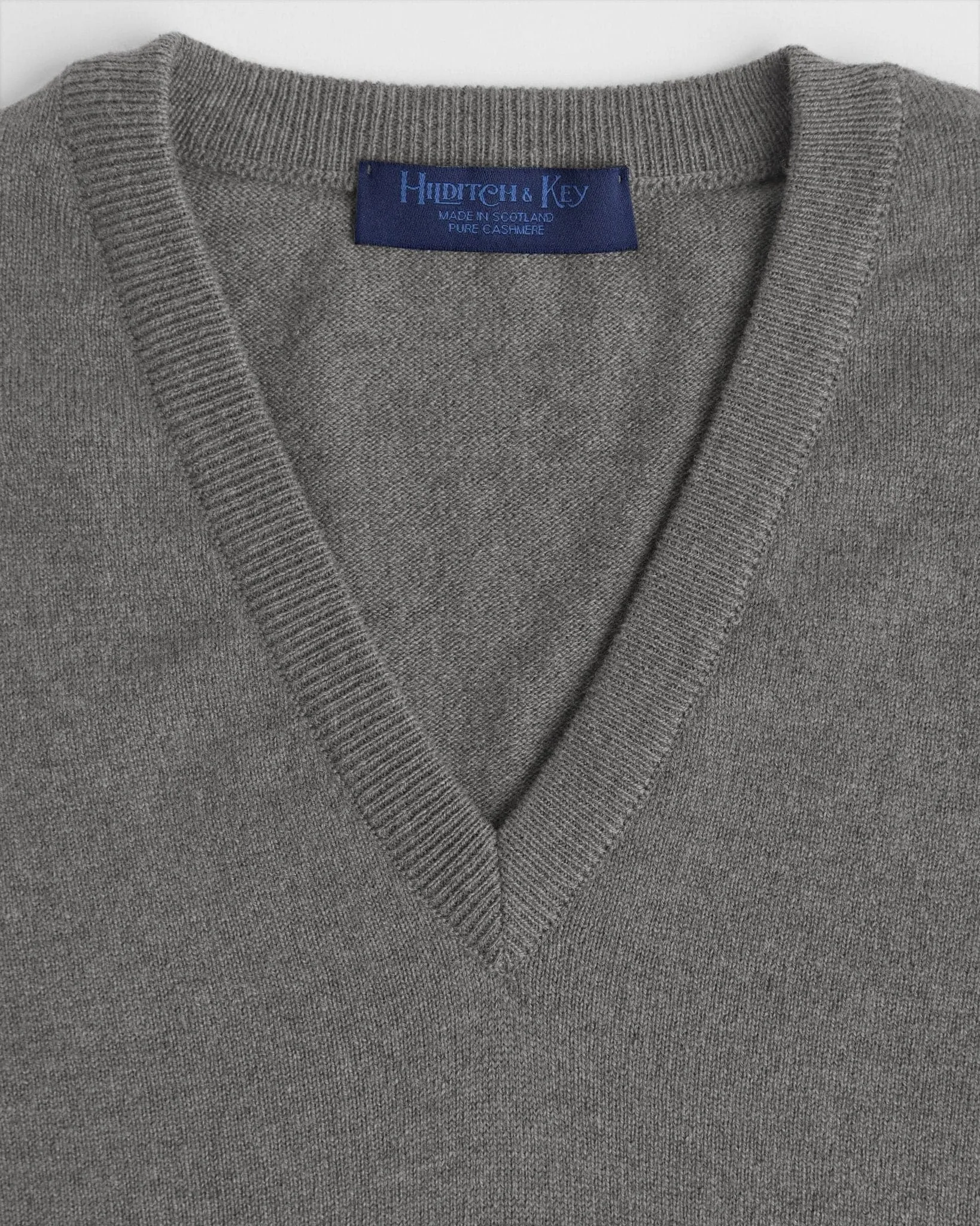 Grey V-Neck Cashmere Slipover