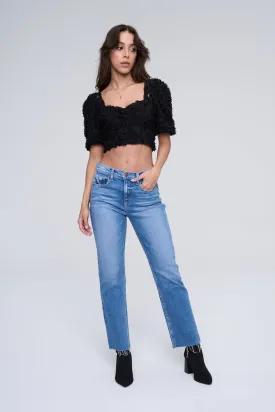 HIGH RISE COMFORT STRETCH SLIM STRAIGHT IN MEDIUM BLUE / SP-P11851