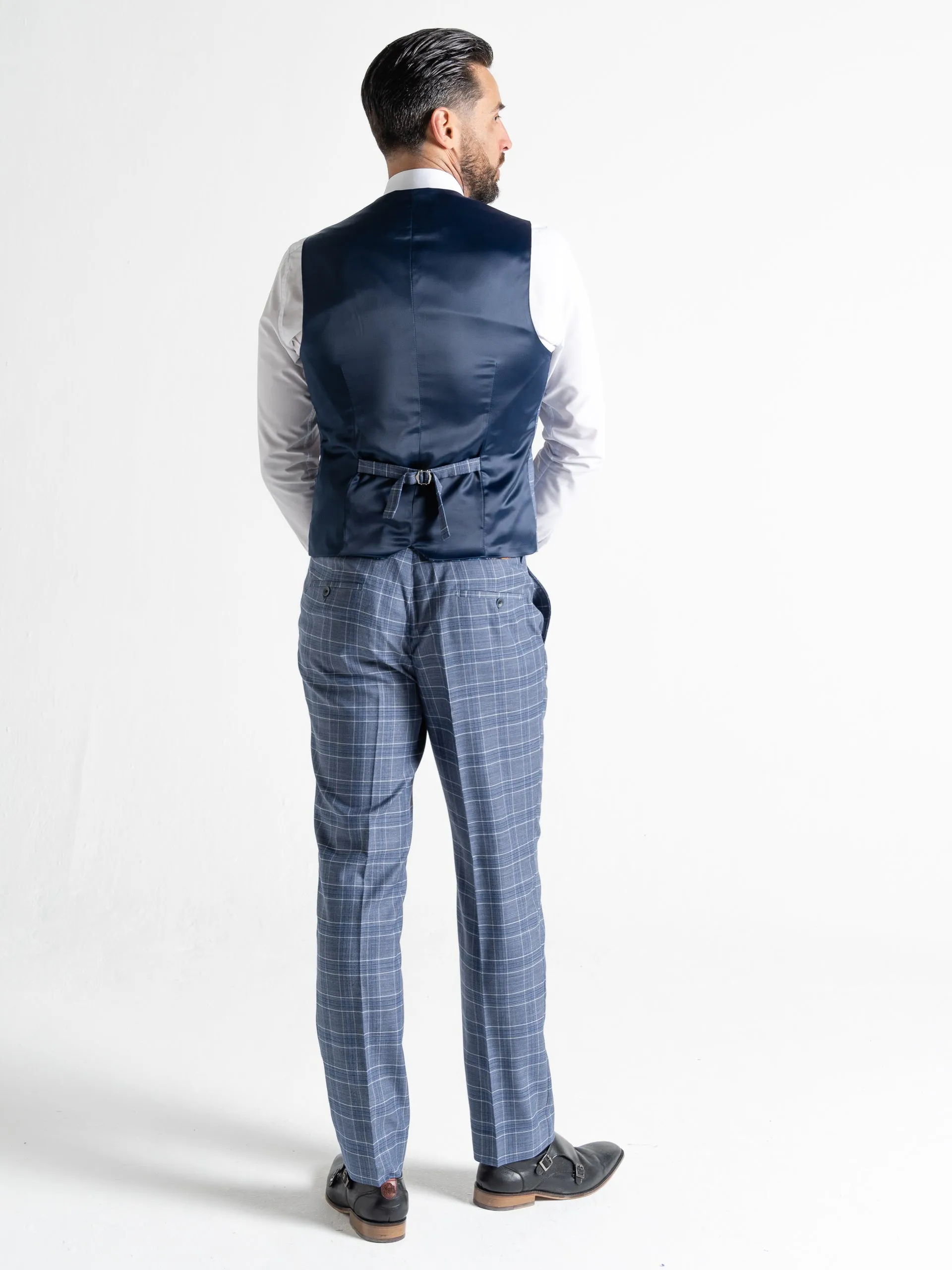 KENSINGTON LIGHT BLUE WITH WHITE AND BLUE CHECKS DETAILING