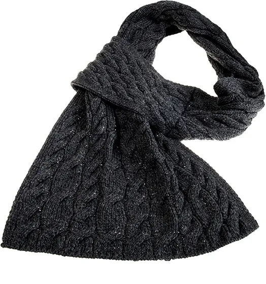 Ladies Supersoft Merino Wool Cable Design Wide Scarf by Aran Mills - 4 Colours