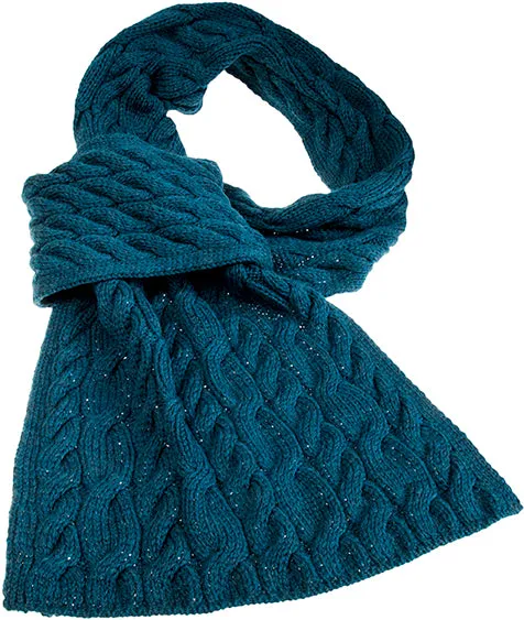 Ladies Supersoft Merino Wool Cable Design Wide Scarf by Aran Mills - 4 Colours