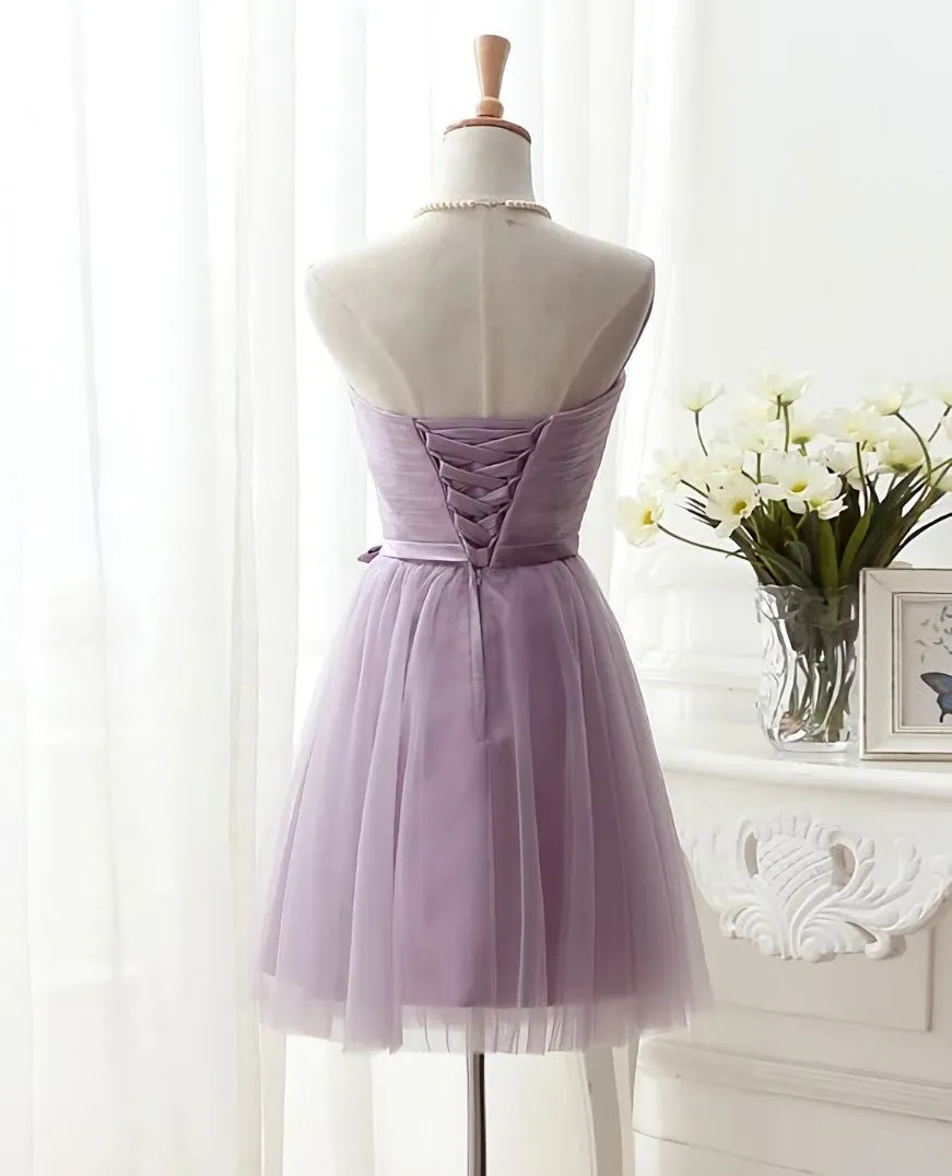 Lovely Tulle Short Homecoming Dress, Scoop Simple Cute Prom Dress Grduation Dress