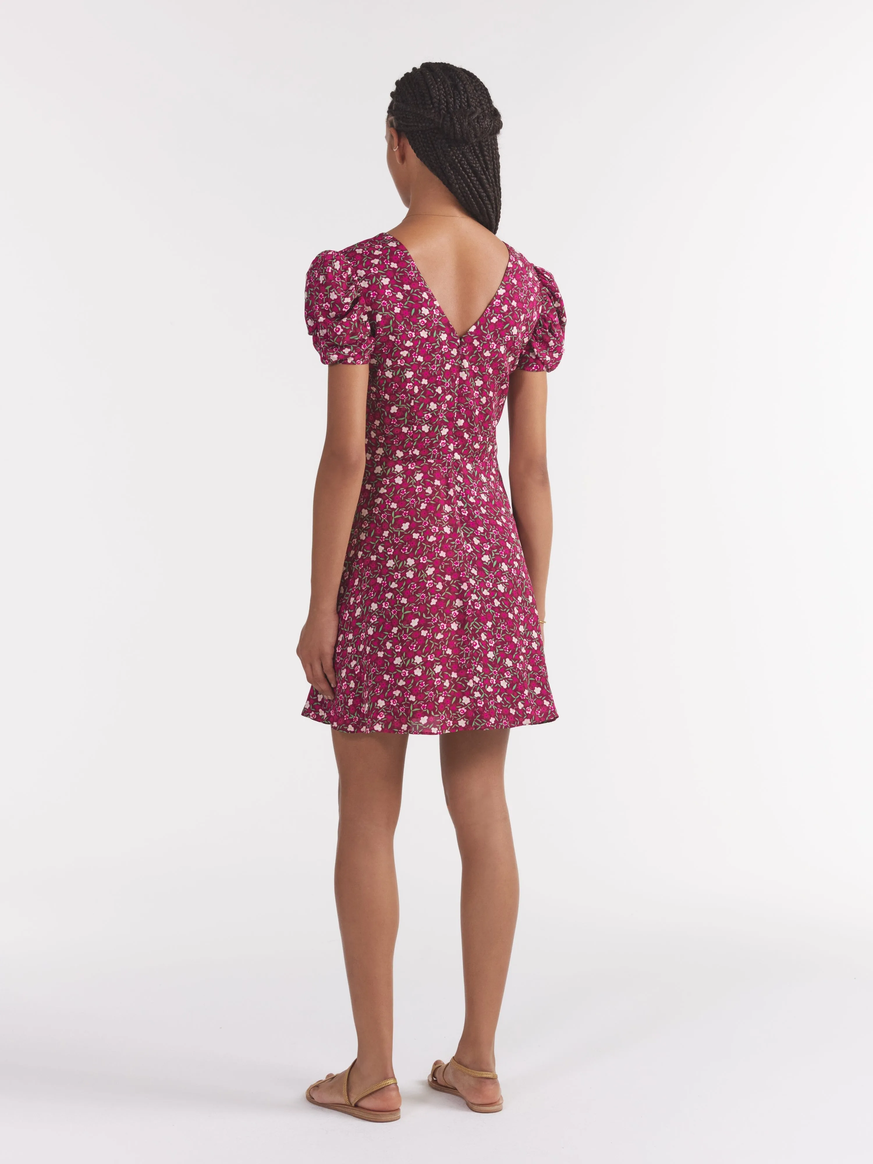 Margot Mini Dress in Busy Lizzie Wineberry