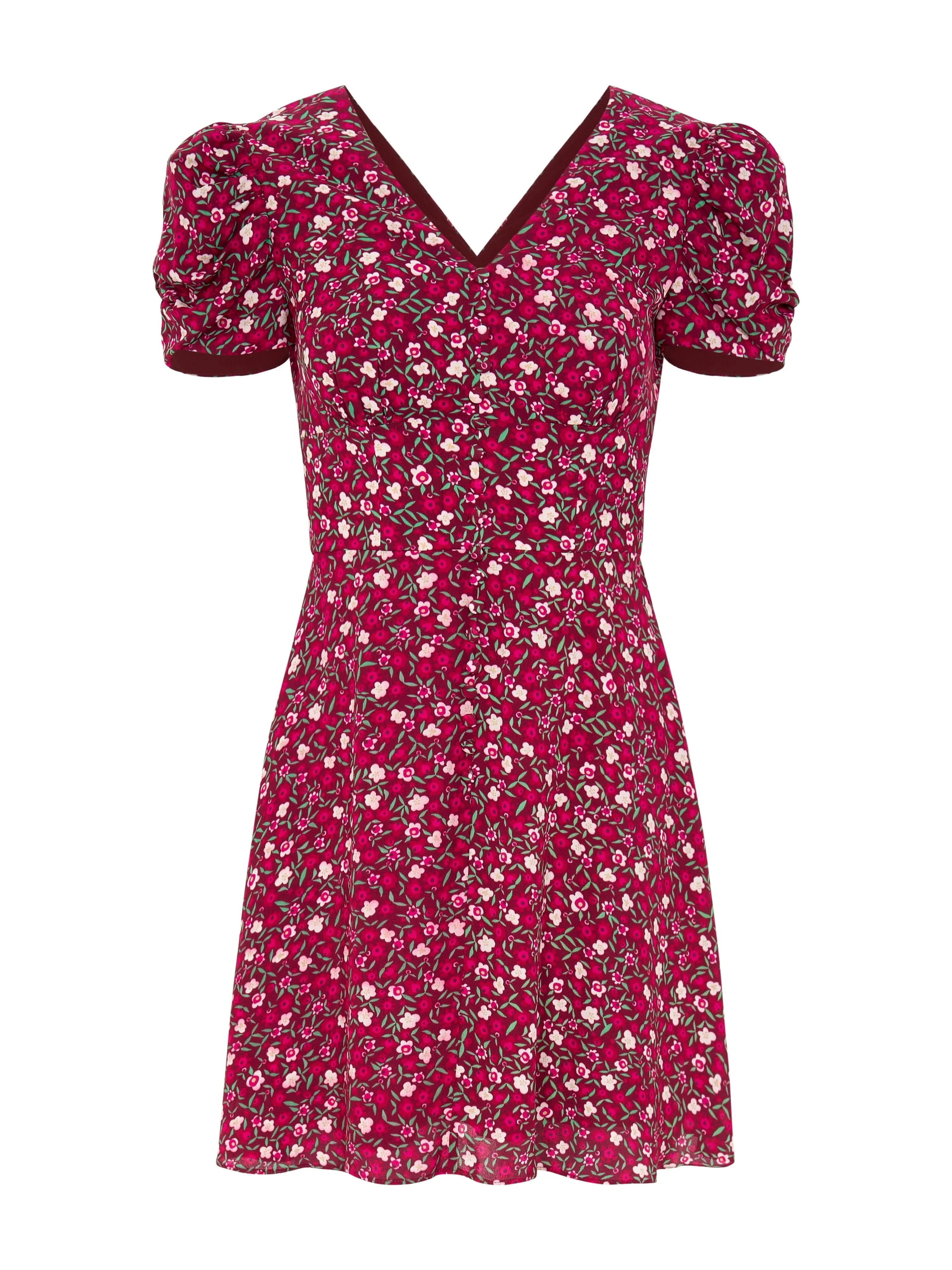 Margot Mini Dress in Busy Lizzie Wineberry