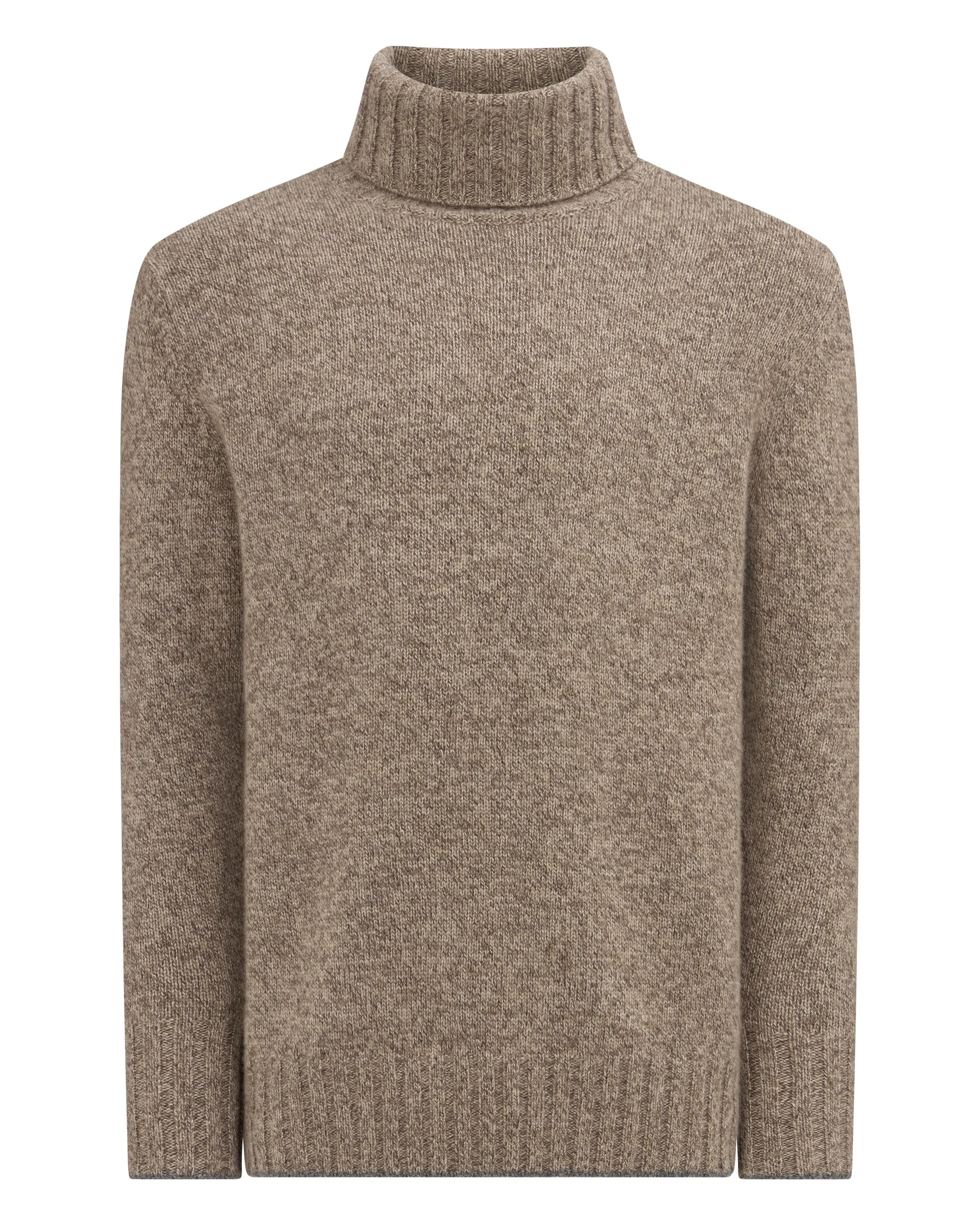 Men's Brompton Marl Roll Neck Cashmere Jumper Heather Hazel Brown