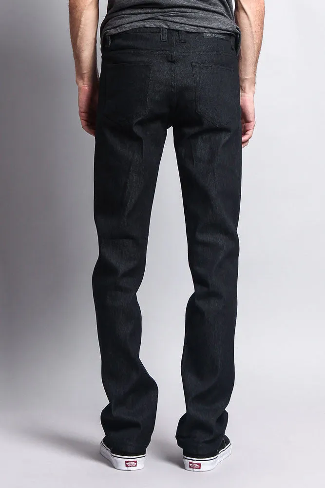 Men's Slim Fit Raw Denim Jeans (Black)