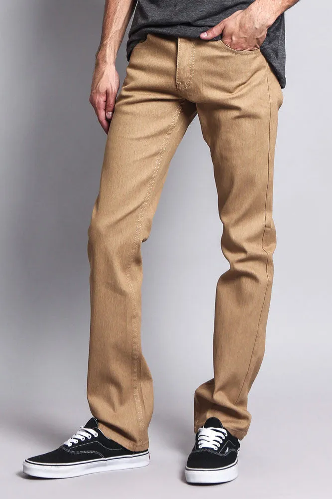 Men's Slim Fit Raw Denim Jeans (Khaki)