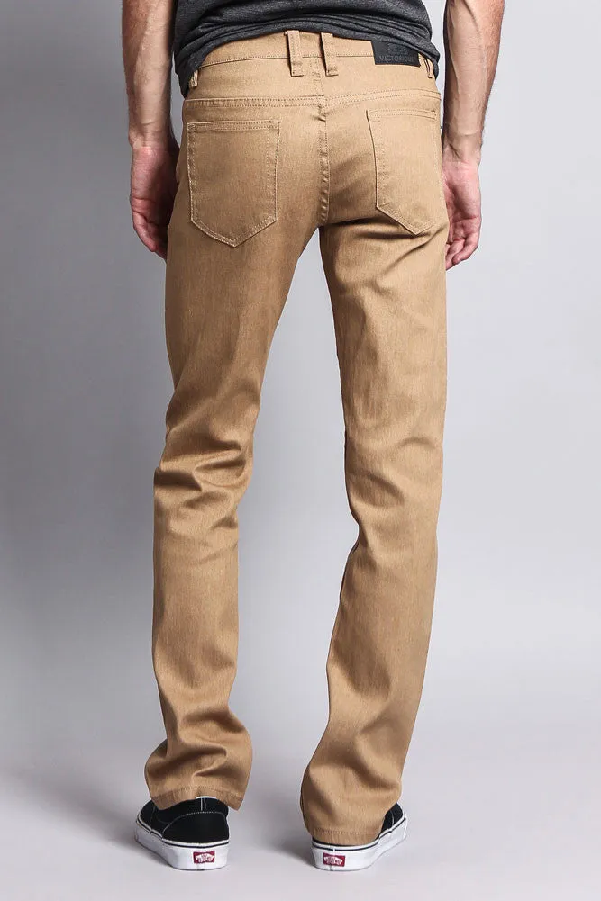 Men's Slim Fit Raw Denim Jeans (Khaki)