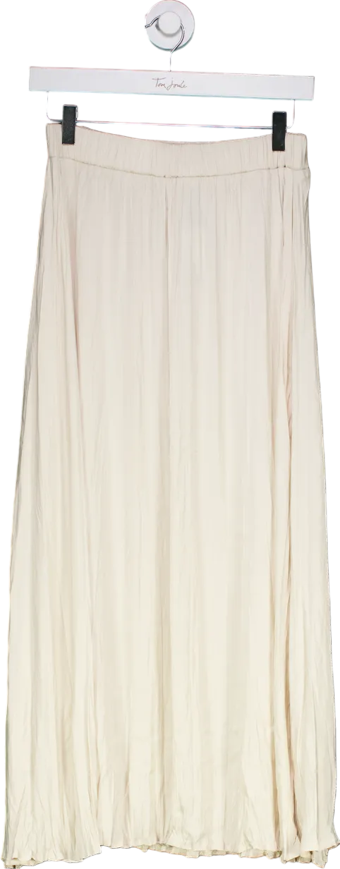 New Look Cream Satin Crinkle Pleated Skirt UK 8