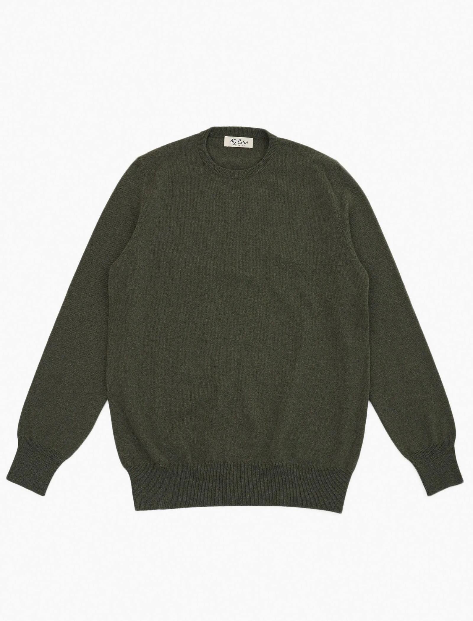 Olive Green Crew Neck Cashmere Jumper