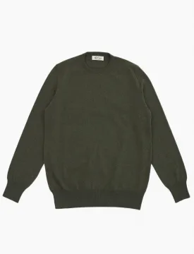 Olive Green Crew Neck Cashmere Jumper