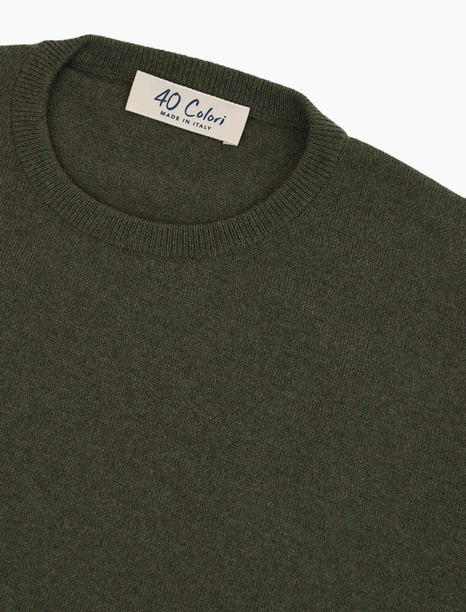 Olive Green Crew Neck Cashmere Jumper