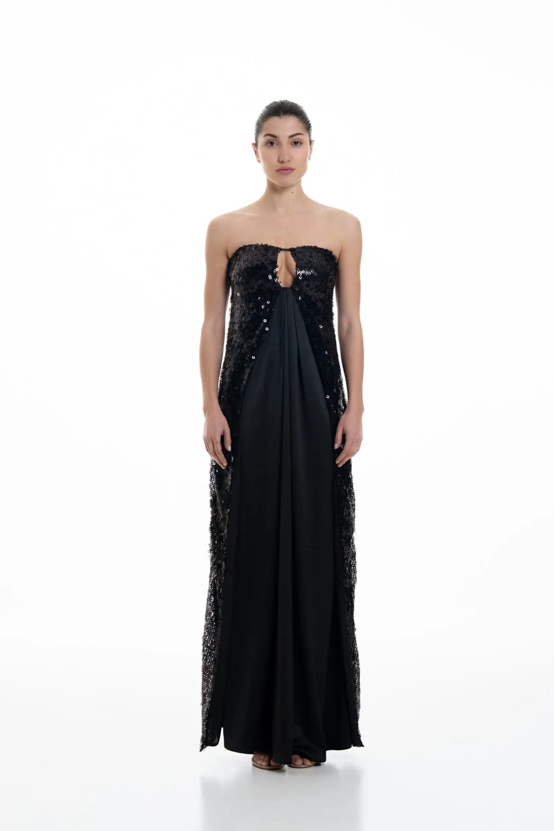 OVERLAPPED SEQUIN TUBE GOWN