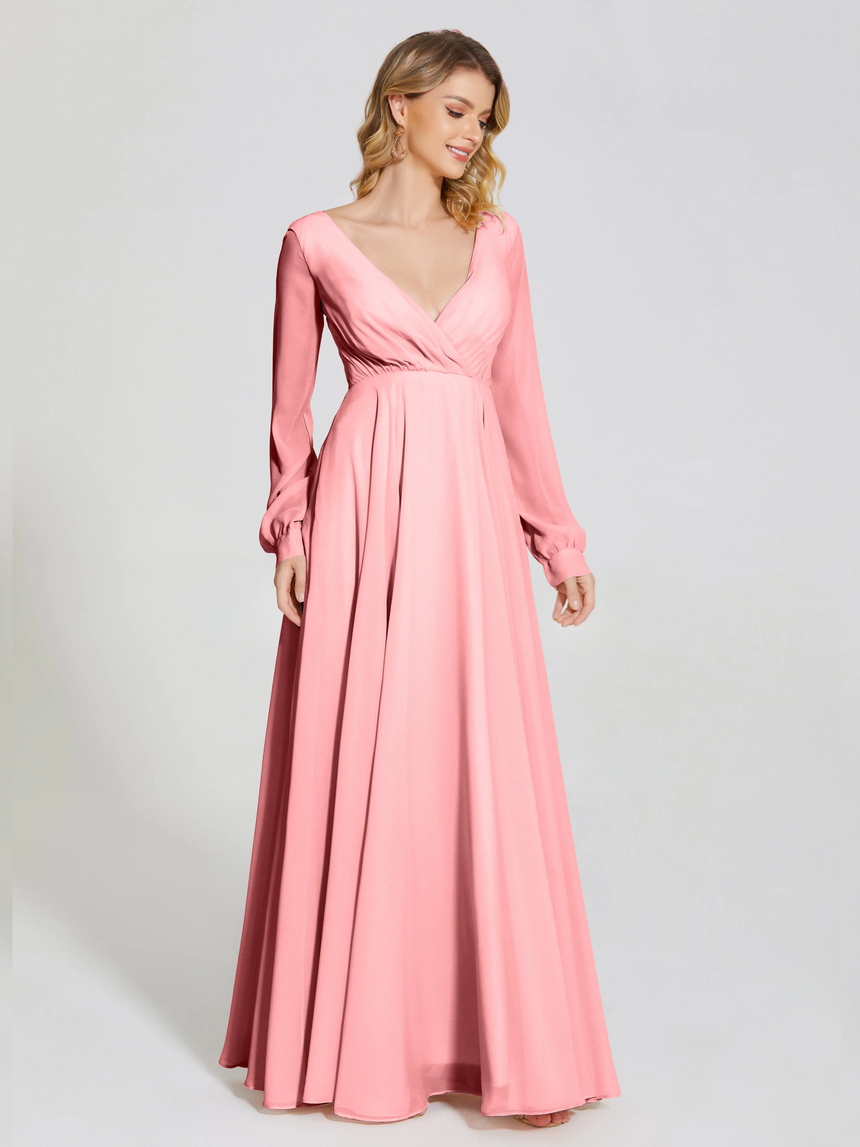 Raegan Simple Long Sleeves Chiffon Mother of the Bride Dress